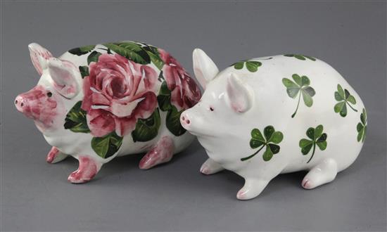 Two Wemyss models of pigs, early 20th century, length 15.5cm